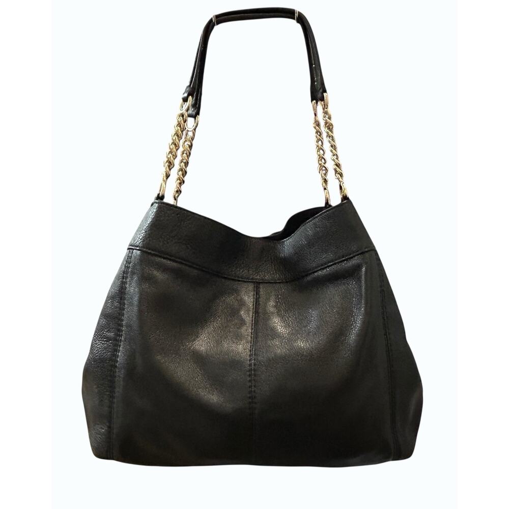 Coach Lexy Lexi Bag Purse F22210 Black Pebbled Leather Gold Tone Chain Handles - Picture 2 of 16
